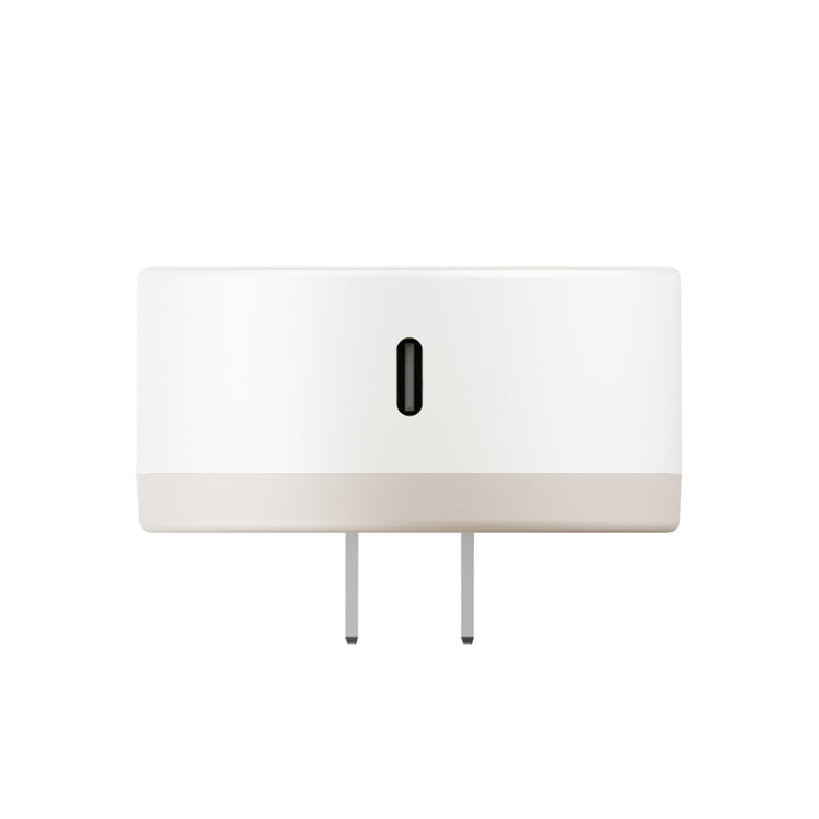 White electronic device with a USB-C port on a white background
