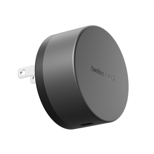 Black wall adapter with 'twelvesth' branding on a white background