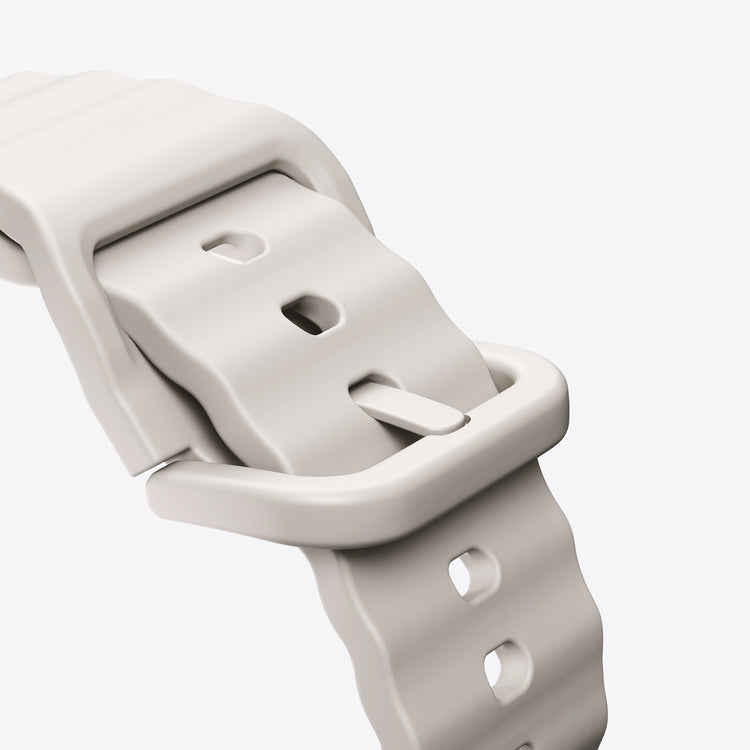 Close-up of a dune watch strap on a light gray background