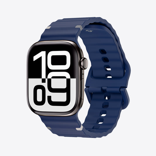 Smartwatch with a blue band on a light gray background