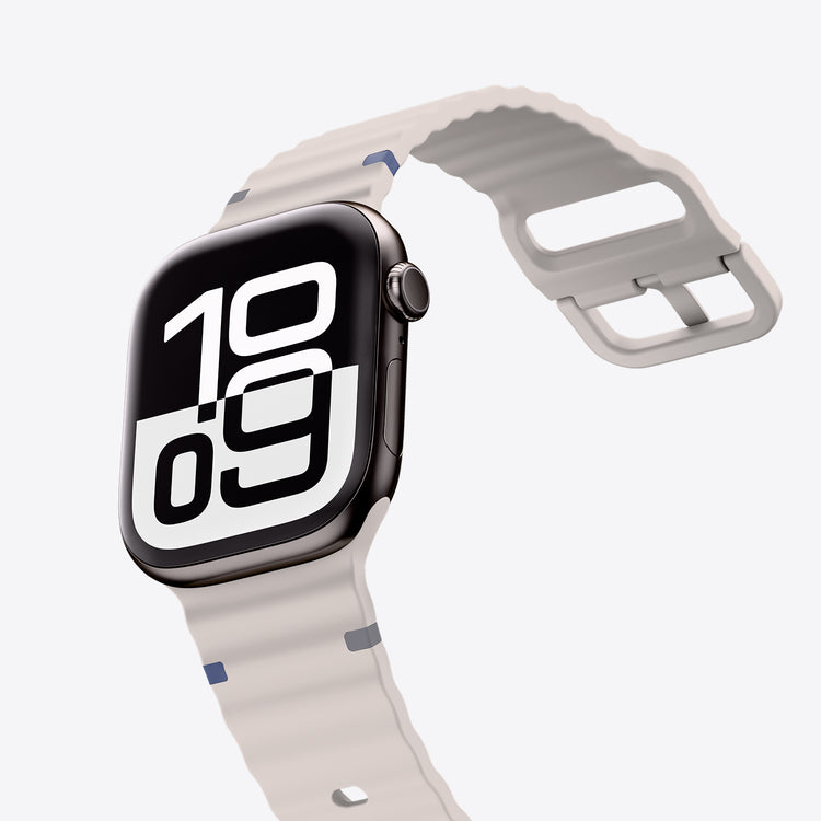 Smartwatch with a dune band on a light gray background