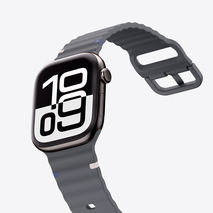 Smartwatch with a gray band on a white background