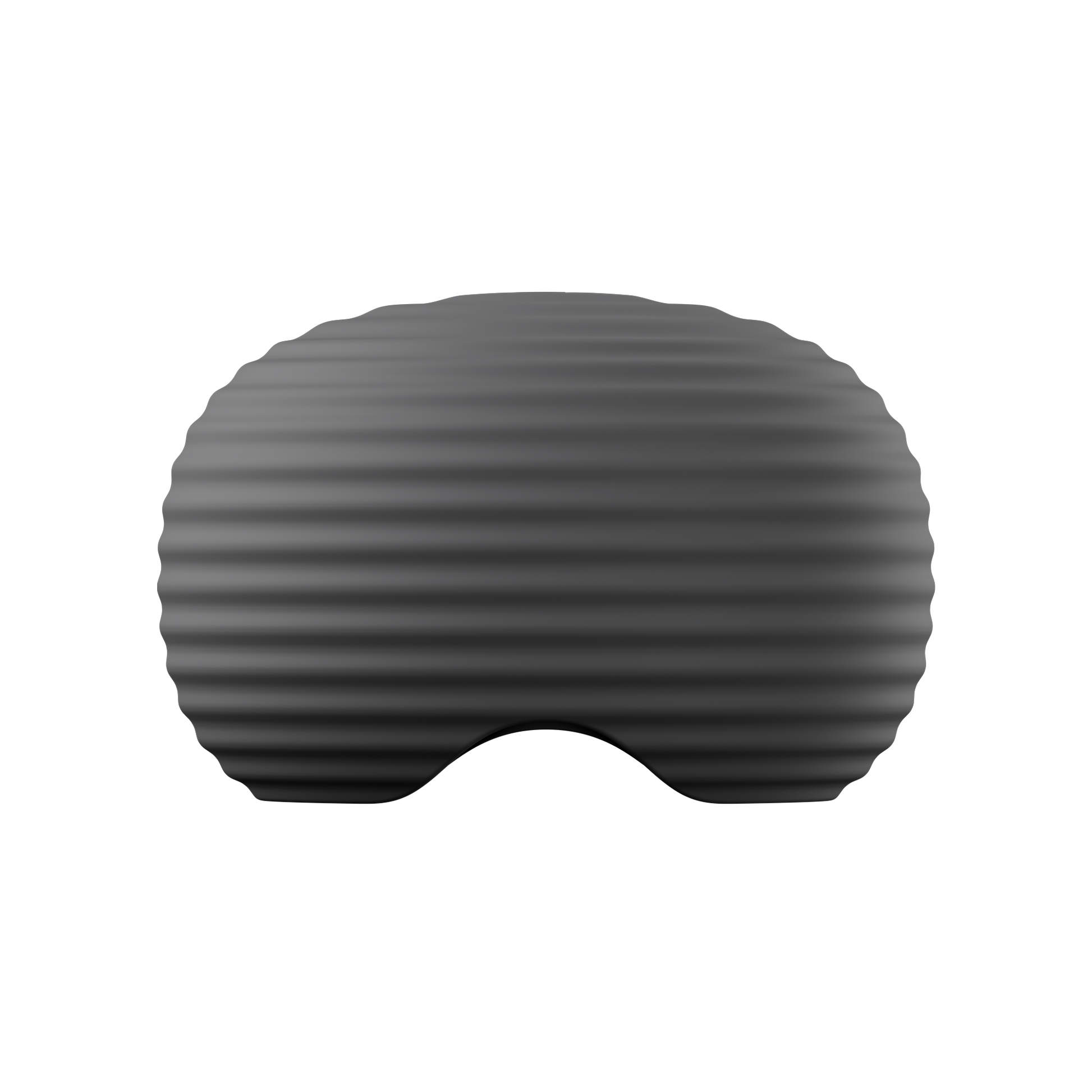 Dark gray, ribbed cylindrical object on a white background