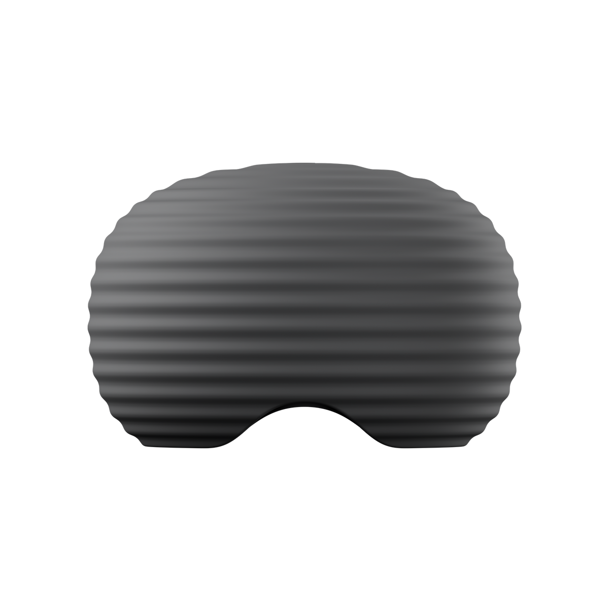 Dark gray, ribbed cylindrical object on a white background