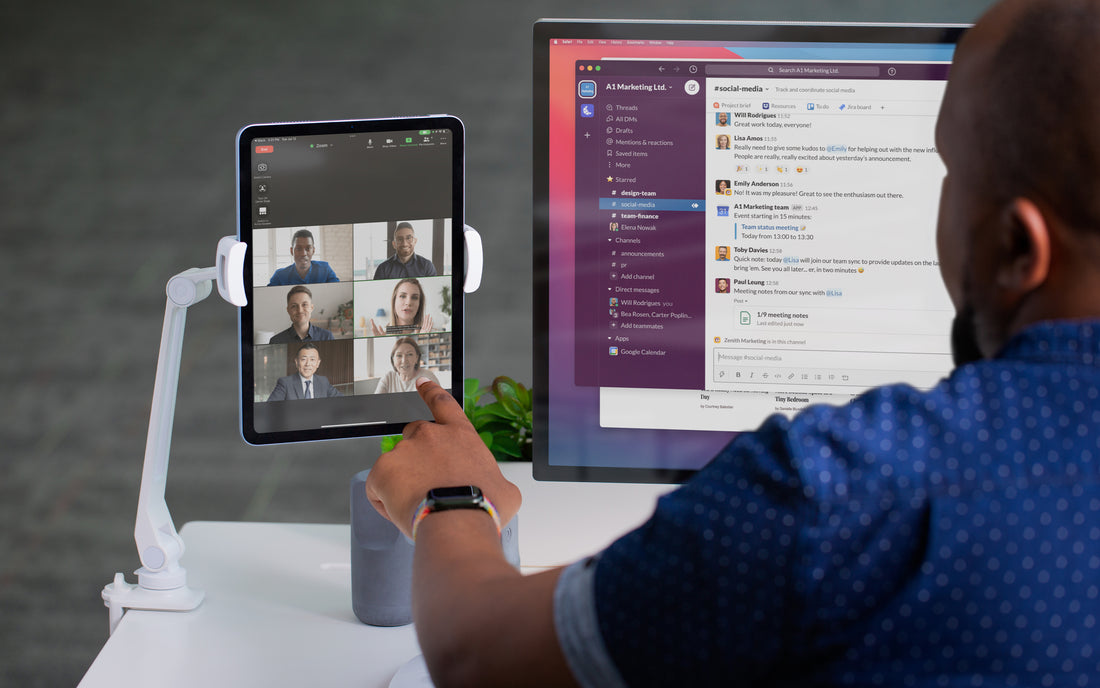 Supporto HoverBar Duo Per IPad/tablet - Regolabile, Con Base Pesante E Morsetto, Per Scrivania O Mensola