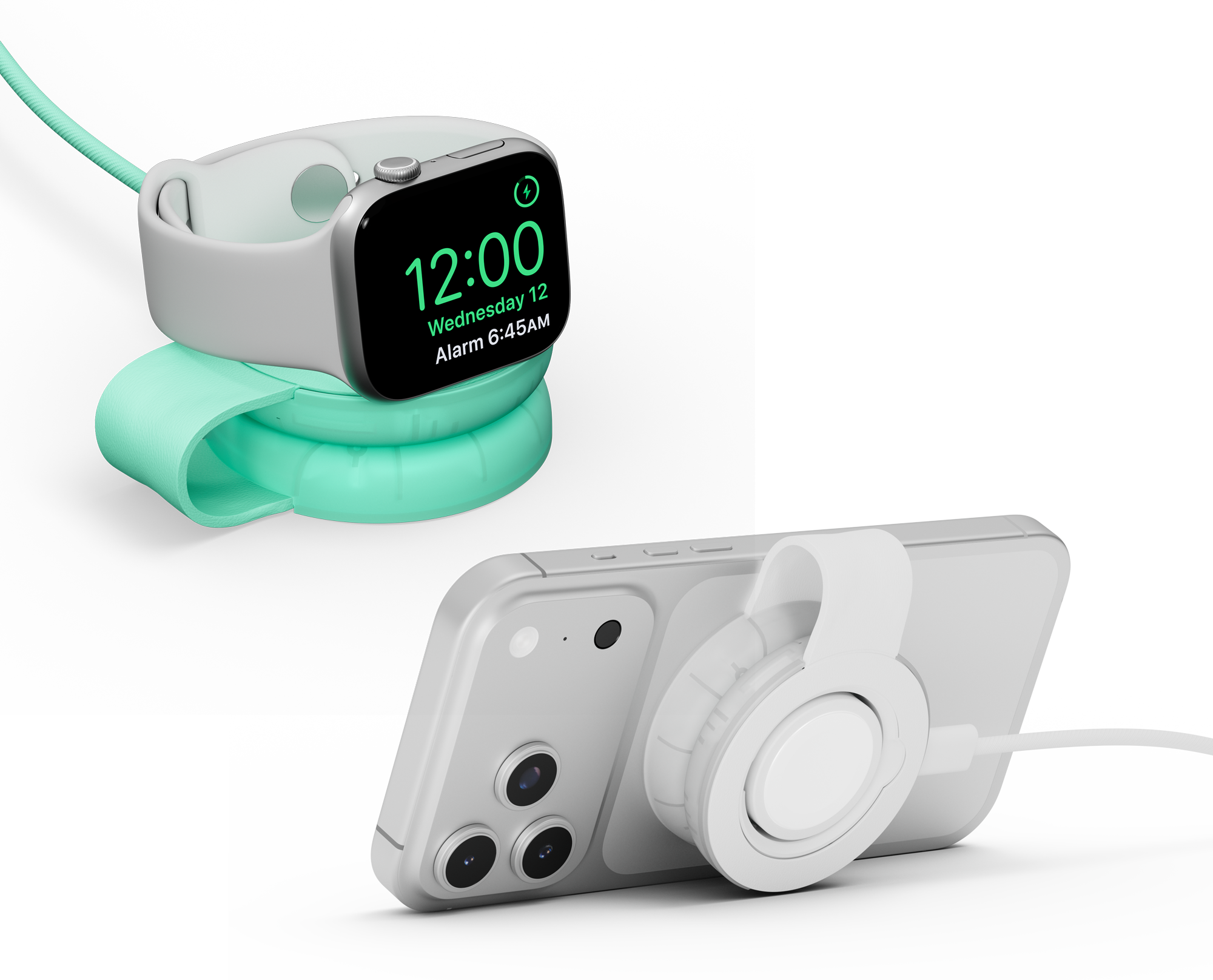 Smartphone and smartwatch on a white background