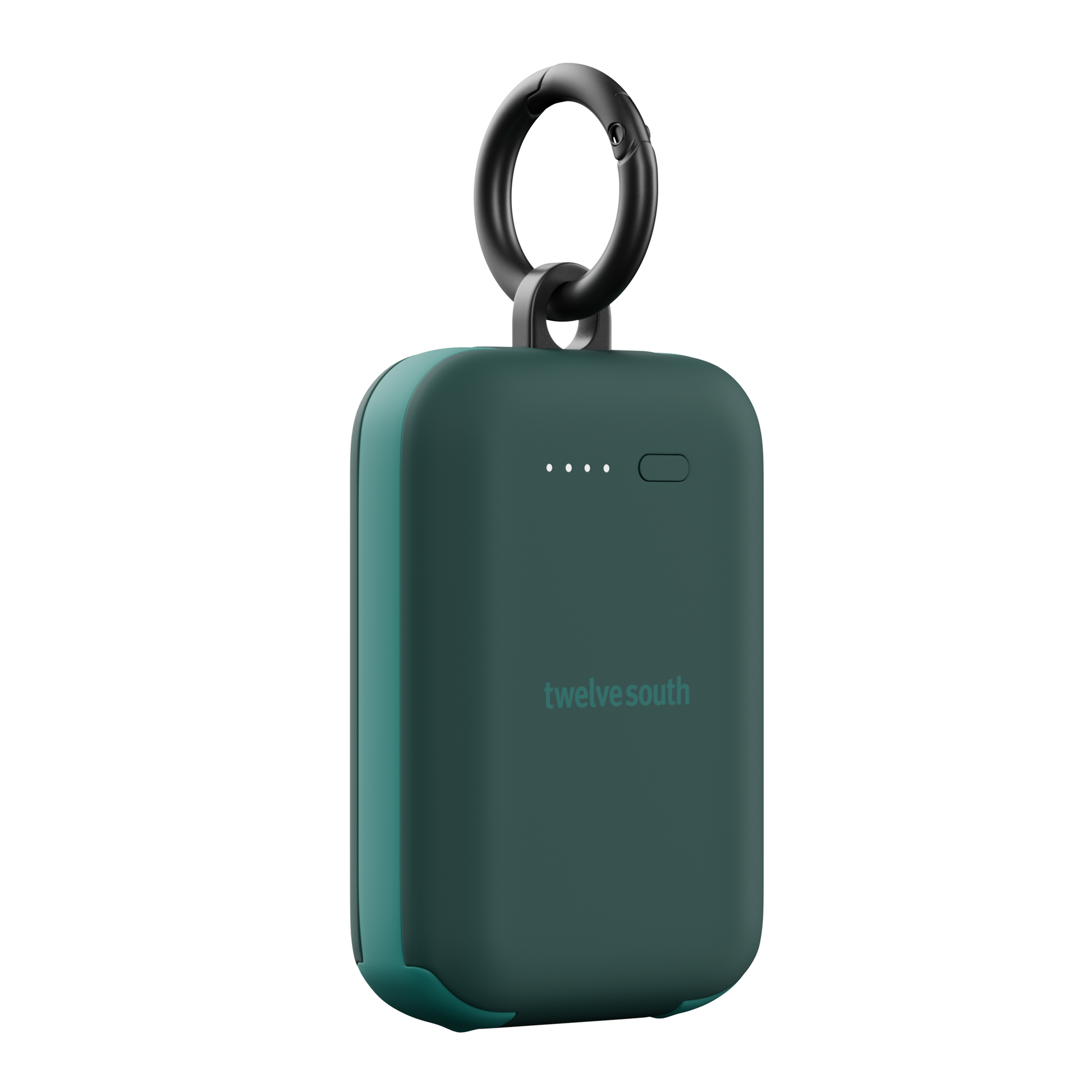 Green portable device with a ring holder on a white background
