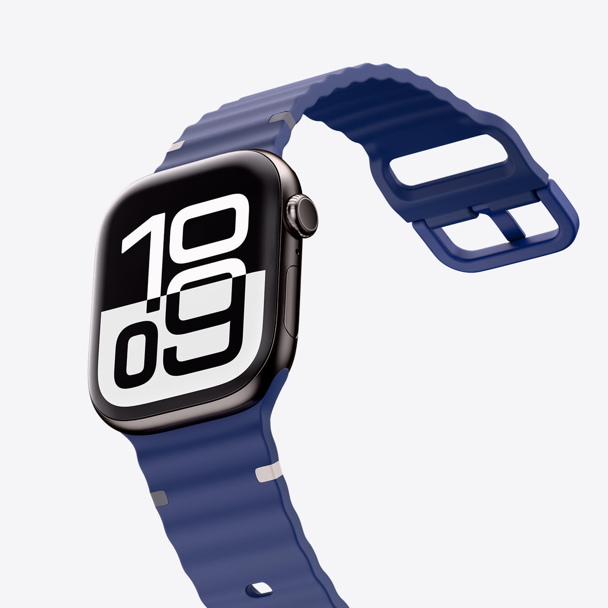 Smartwatch with a blue strap on a white background