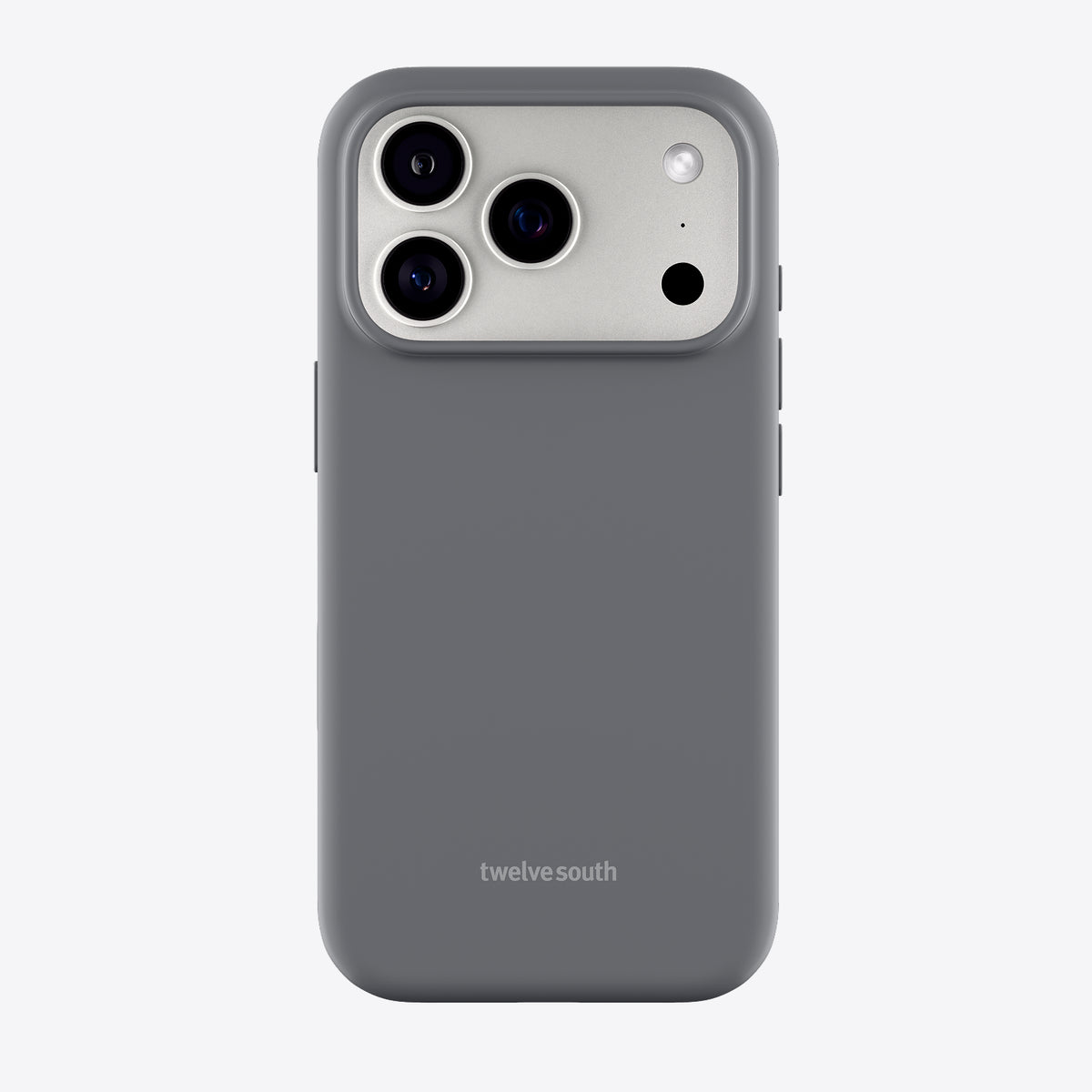 Gray phone case with 'twelve south' branding on a white background