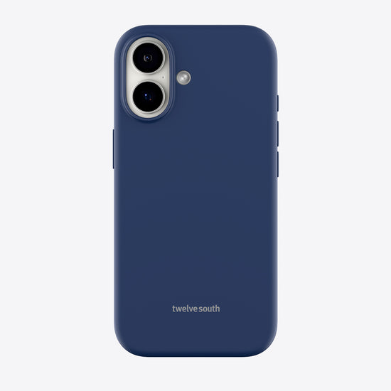 Navy blue phone case with 'twelve south' branding on a white background