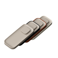 Full valet color range stacked diagonally on a white background. The cases come in ecru, black, brown, and taupe colorways.